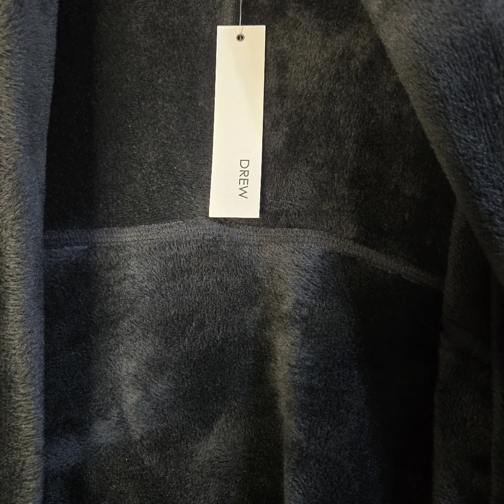 DREW Women's Size M NWT Black Open Front Luxury Collared Wrap Jacket